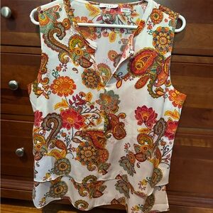 Sioni Multicolor Paisley Sleeveless Blouse
